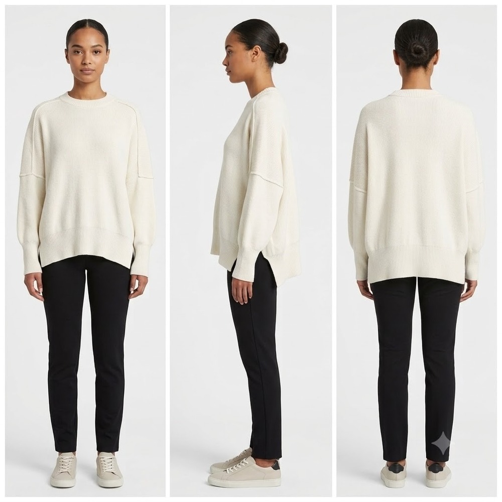 Free People Easy Street Tunic Sweater Womens XS White Drop Shoulder Pullover